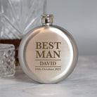 Personalised 5oz Round Silver Best Man Wedding Hip Flask - Hip Flasks