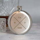 Personalised 5oz Round Silver Established Hip Flask - Hip Flasks