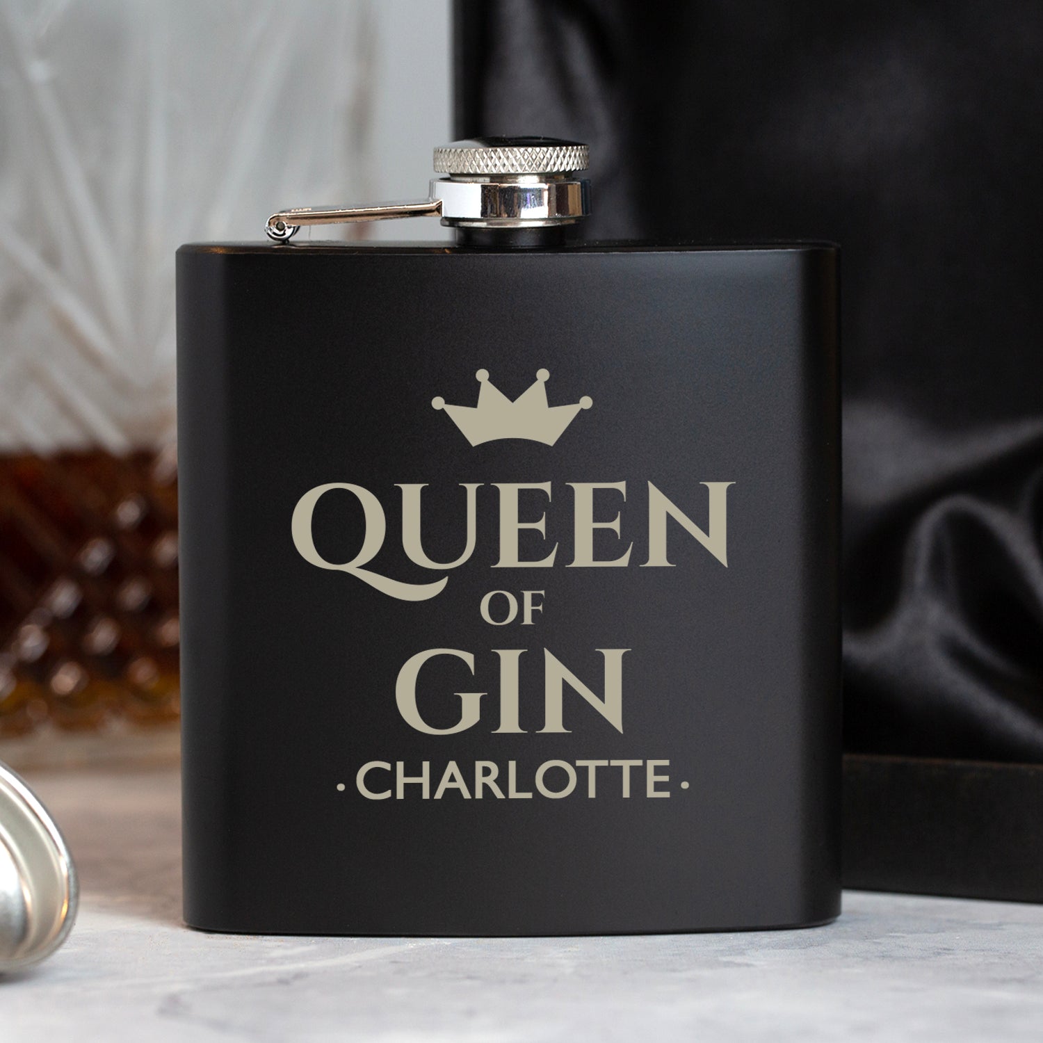 Personalised 6oz Black Queen Of Hip Flask - Hip Flasks