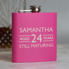 Personalised 6oz Pink Aged Birthday Hip Flask - Hip Flasks