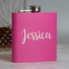 Personalised 6oz Pink Name Hip Flask - 6oz Pink Flasks
