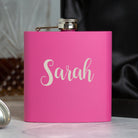 Personalised 6oz Pink Name Hip Flask - 6oz Pink Flasks