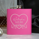 Personalised 6oz Pink Maid Of Honour Hip Flask - Hip Flasks
