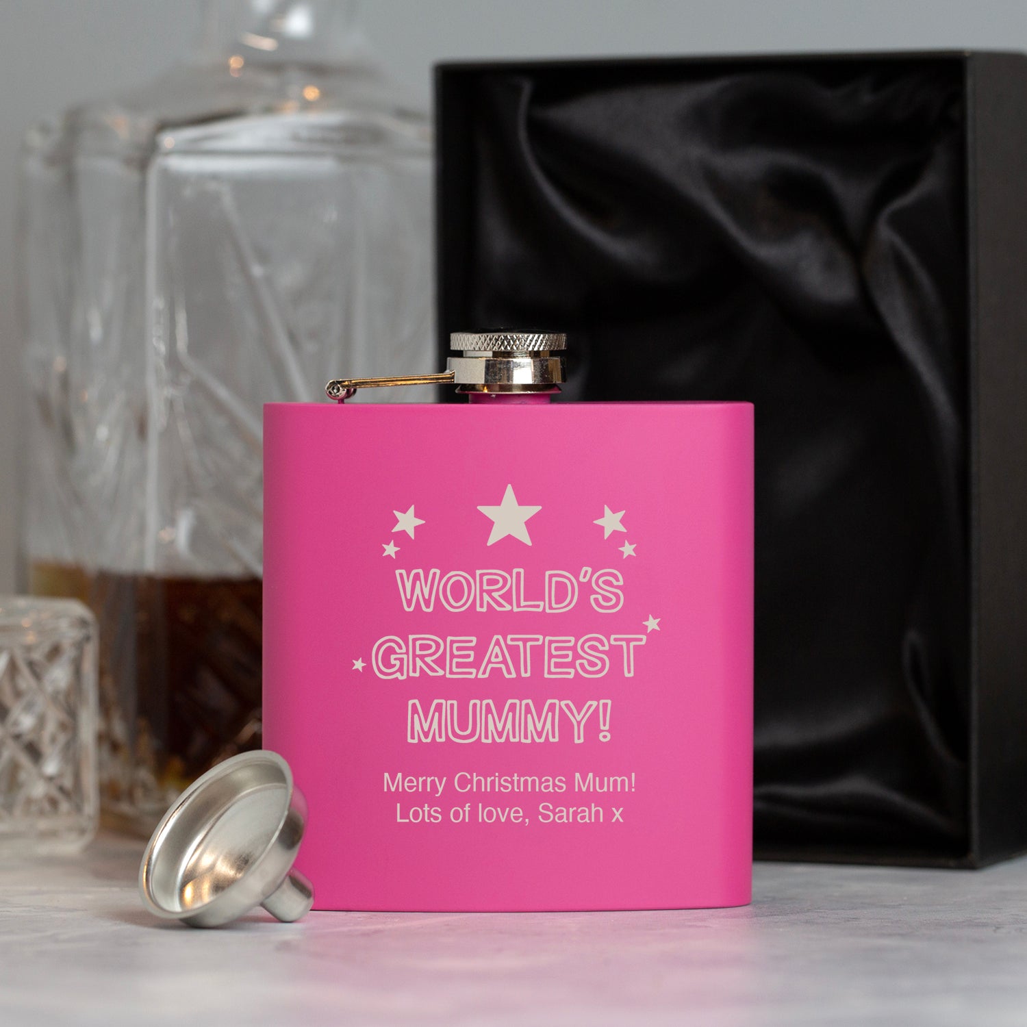 Personalised 6oz Pink World’s Greatest Mummy Hip Flask - Hip Flasks