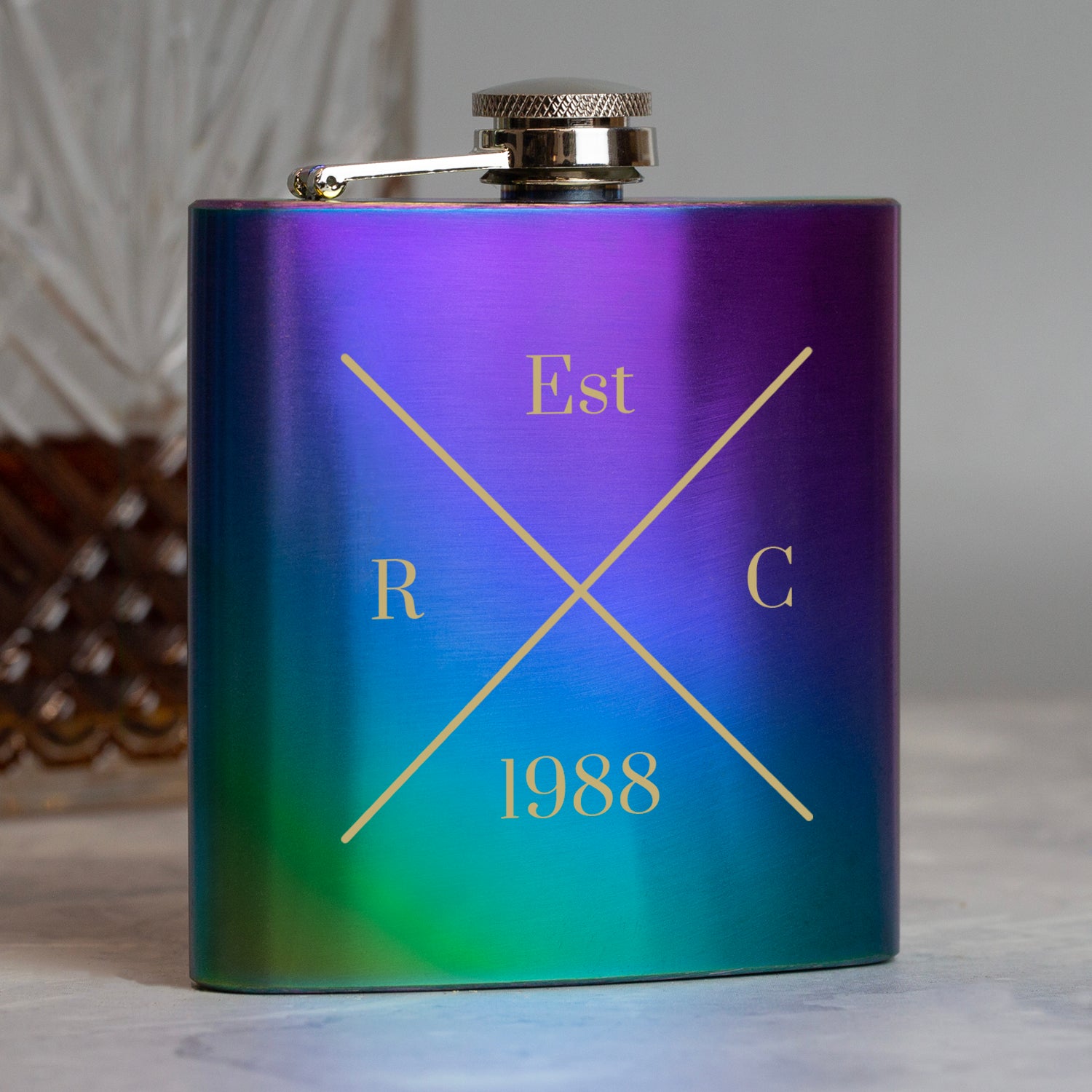 Personalised 6oz Rainbow Established Hip Flask - Hip Flasks