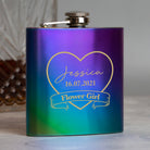 Personalised 6oz Rainbow Flower Girl Hip Flask - Hip Flasks
