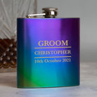 Personalised 6oz Rainbow Groom Wedding Hip Flask - Hip Flasks