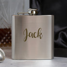 Personalised 6oz Silver Name Hip Flask - 6oz Pink Flasks