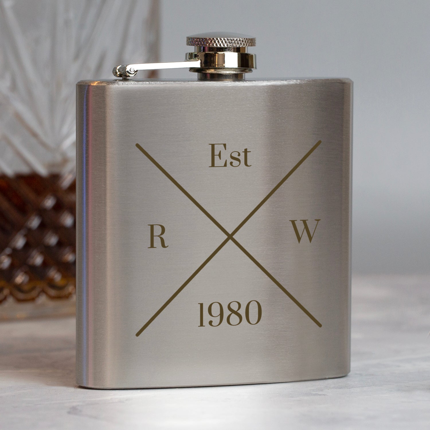 Personalised 6oz Silver Established Hip Flask - Hip Flasks