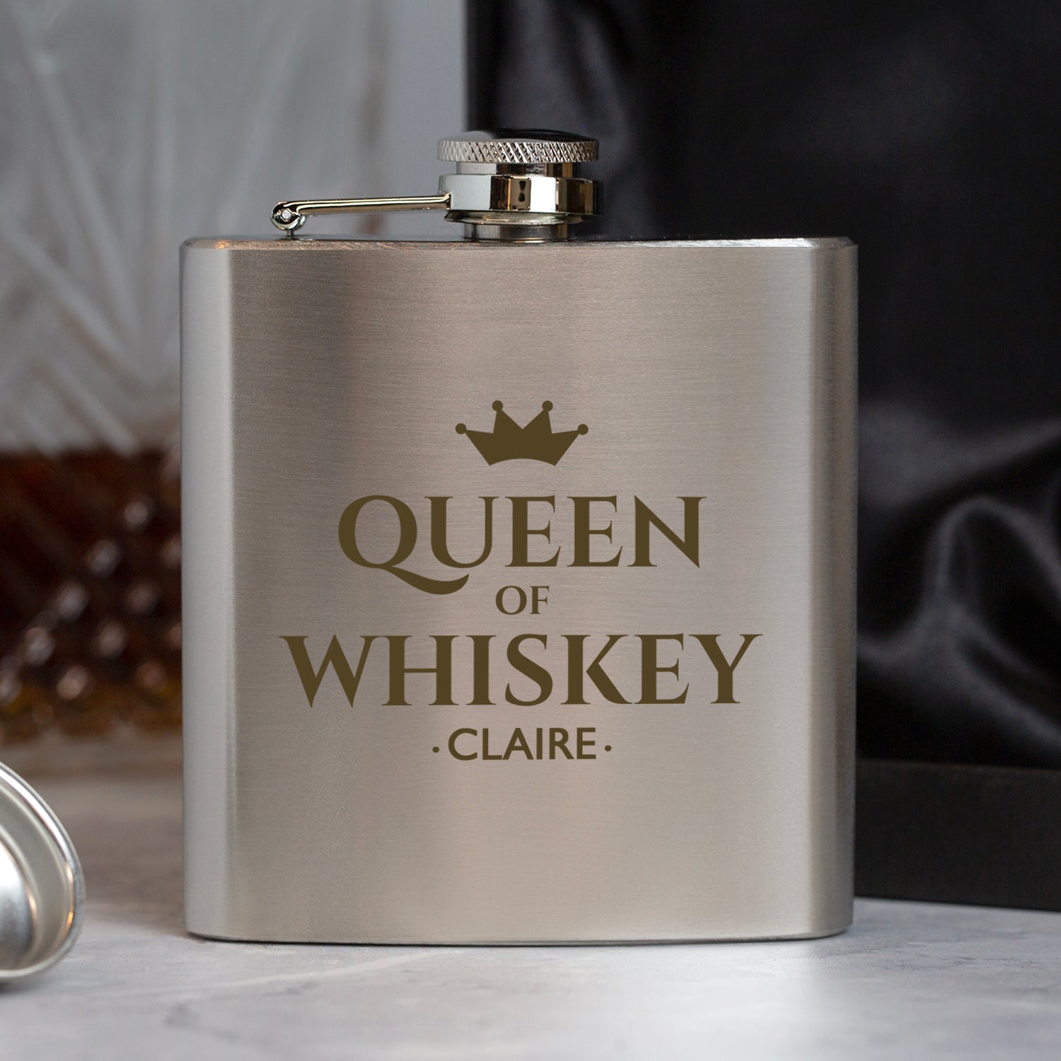 Personalised 6oz Silver Queen Of Hip Flask - Hip Flasks