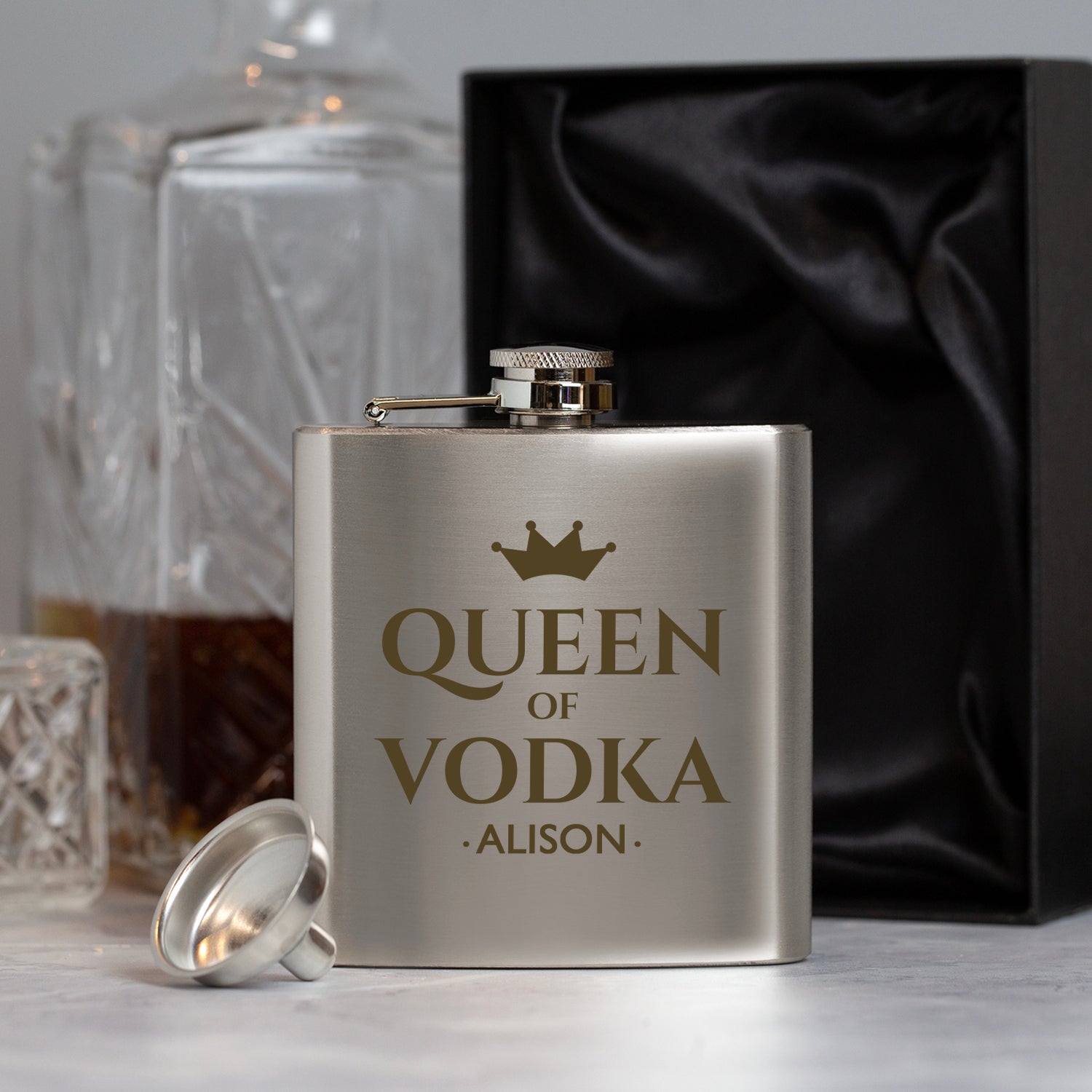 Personalised 6oz Silver Queen Of Hip Flask - Hip Flasks