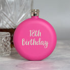 Engraved 5oz Round Pink 18th Birthday Hip Flask - Hip Flasks