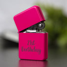 Engraved 21st Birthday Neon Pink Lighter & Gift Box - Lighters