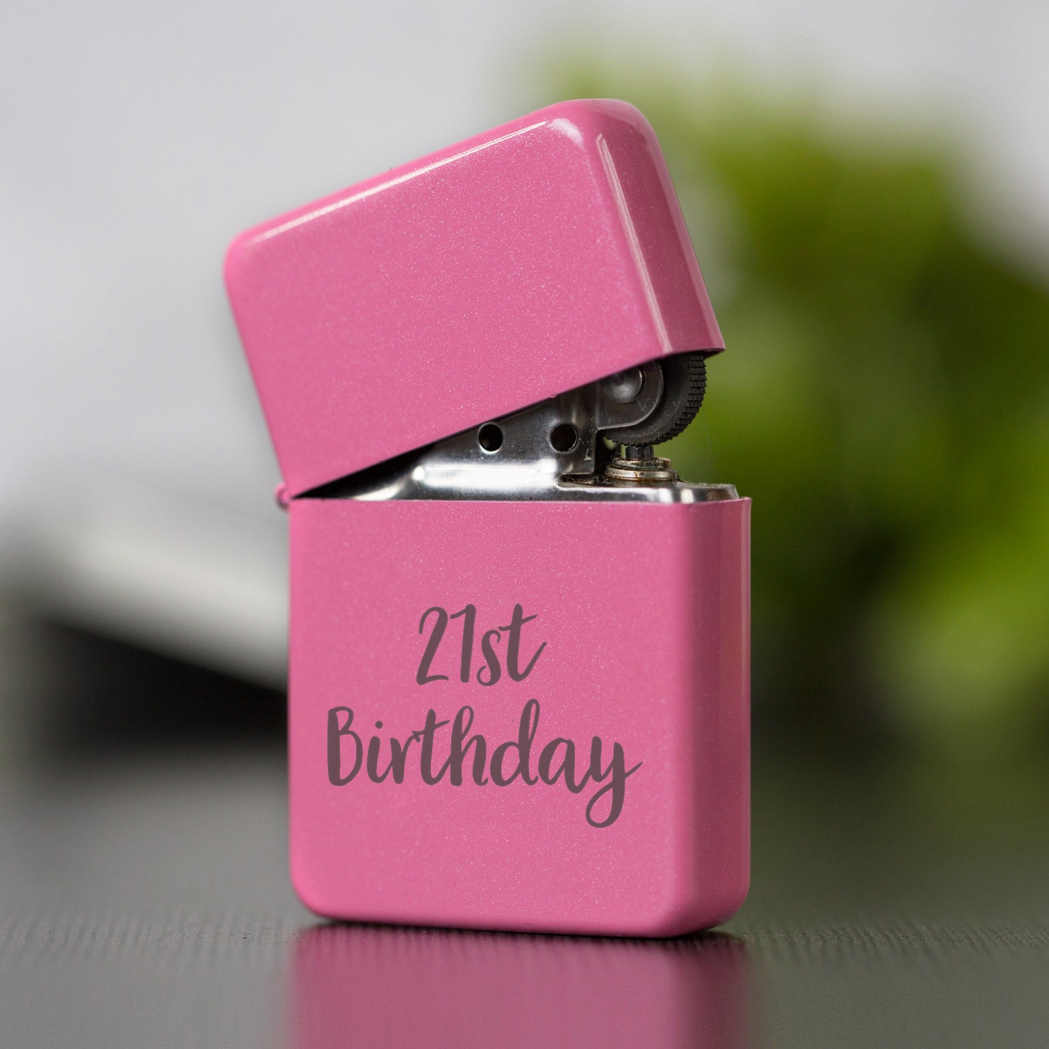 Engraved 21st Birthday Pink Lighter & Gift Box - Lighters