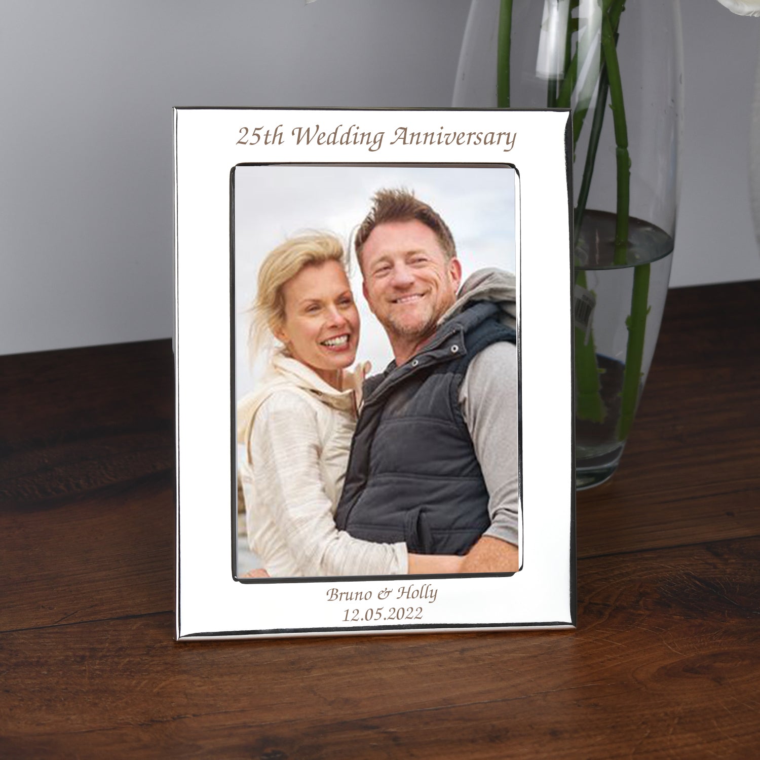 Personalised Silver 5x7 Photo Frame – 25th Wedding Anniversary