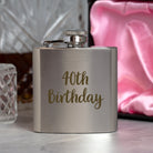 Engraved 3oz Silver 40th Birthday Hip Flask In Silk Gift Box - Hip Flasks