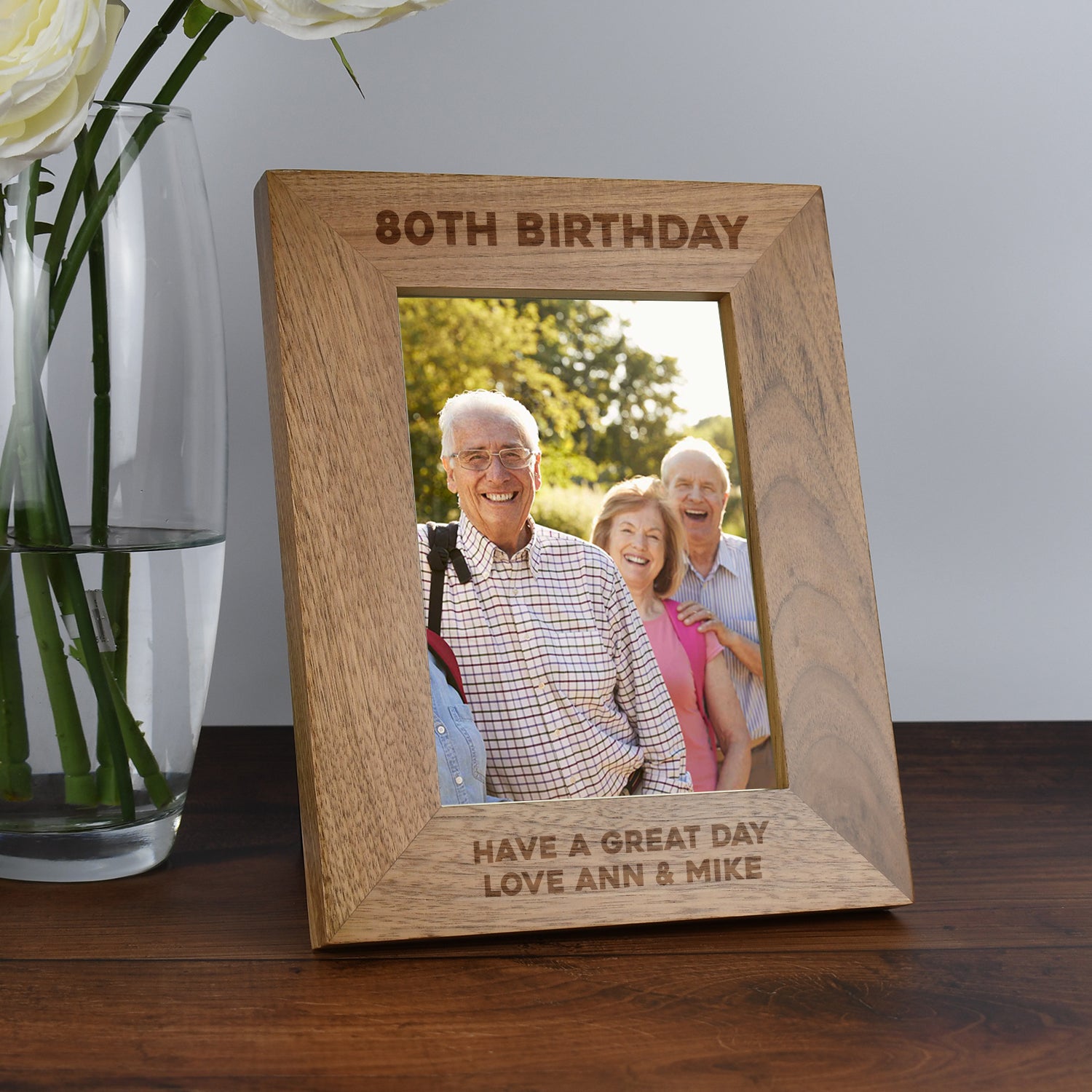 Personalised Wooden 5x7 80th Birthday Frame - Photo Frames