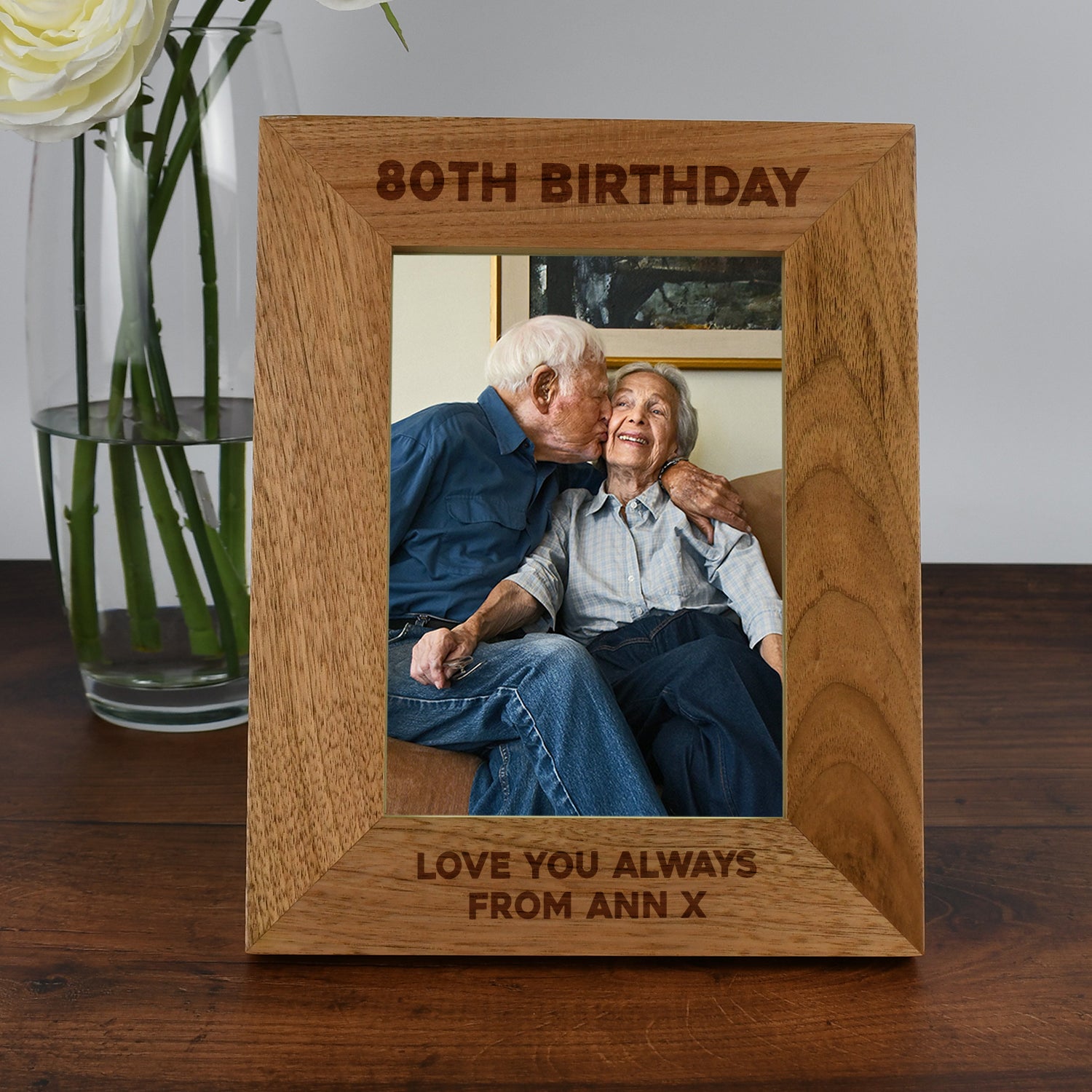 Personalised Wooden 5x7 80th Birthday Frame - Photo Frames