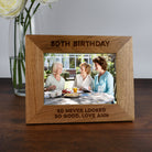 Personalised Wooden 7x5 Landscape 80th Birthday Frame - Photo Frames