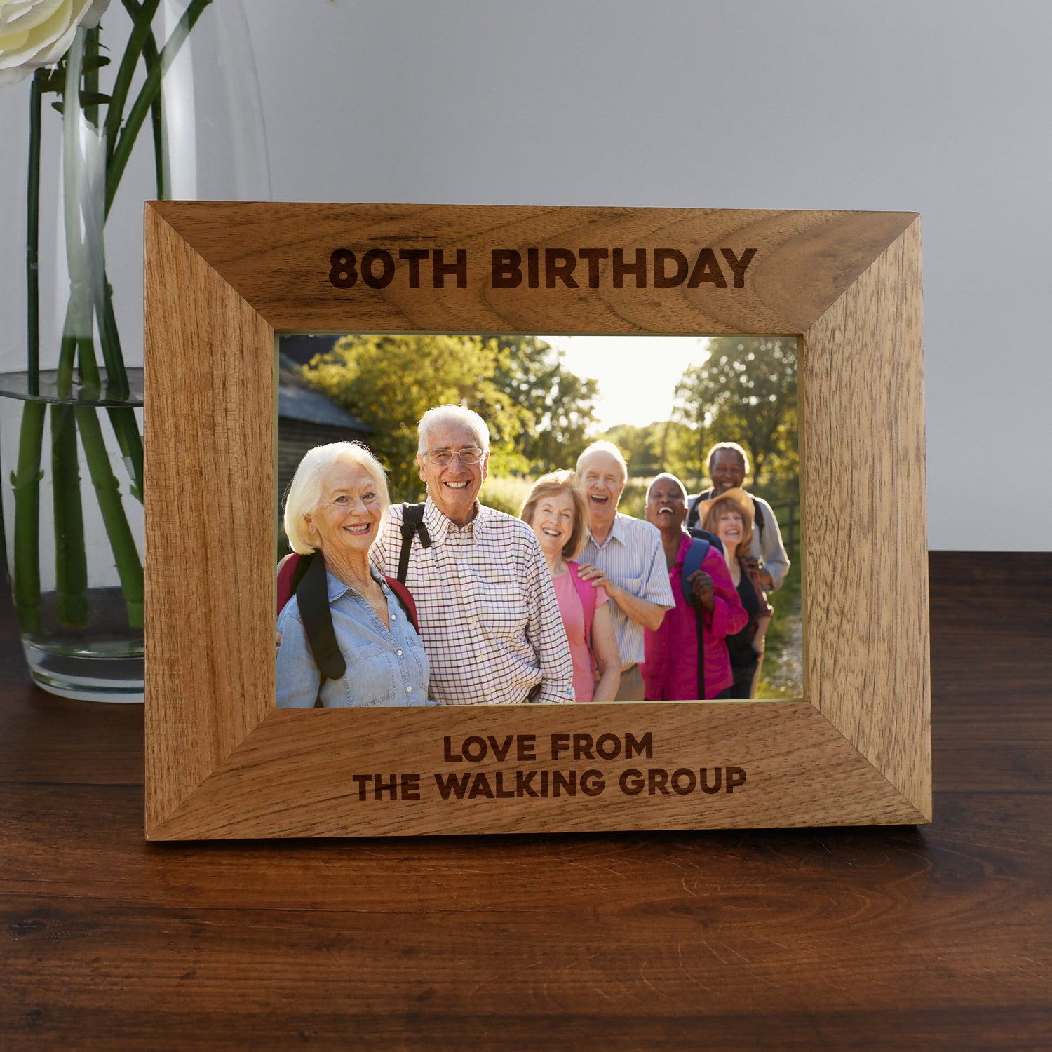 Personalised Wooden 7x5 Landscape 80th Birthday Frame - Photo Frames