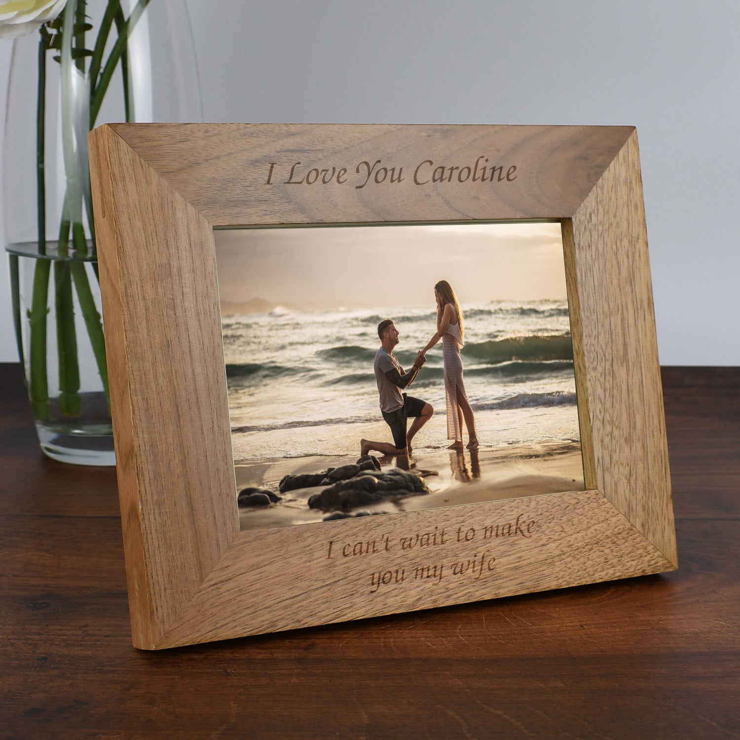 Personalised Wooden 7x5 Landscape Any Message Frame - Photo Frames