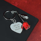 Personalised Any Message Red Rose Keyring - keyrings