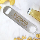 Personalised Beer O’Clock Silver Bar Blade Bottle Opener - Bar Blades