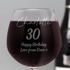 Personalised Birthday Bottle Of Wine Glass - Wine Glasses