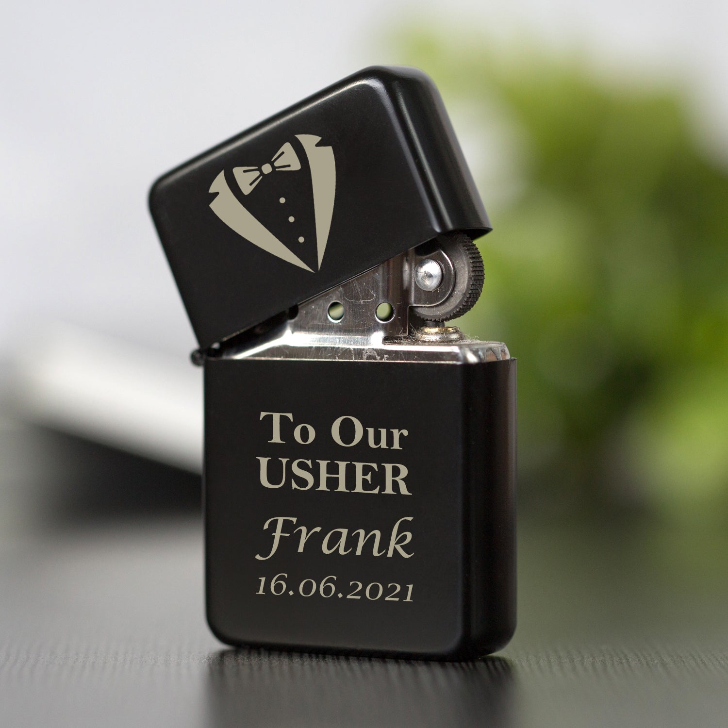 Personalised To Our Usher Black Wedding Lighter & Gift Box - Lighters