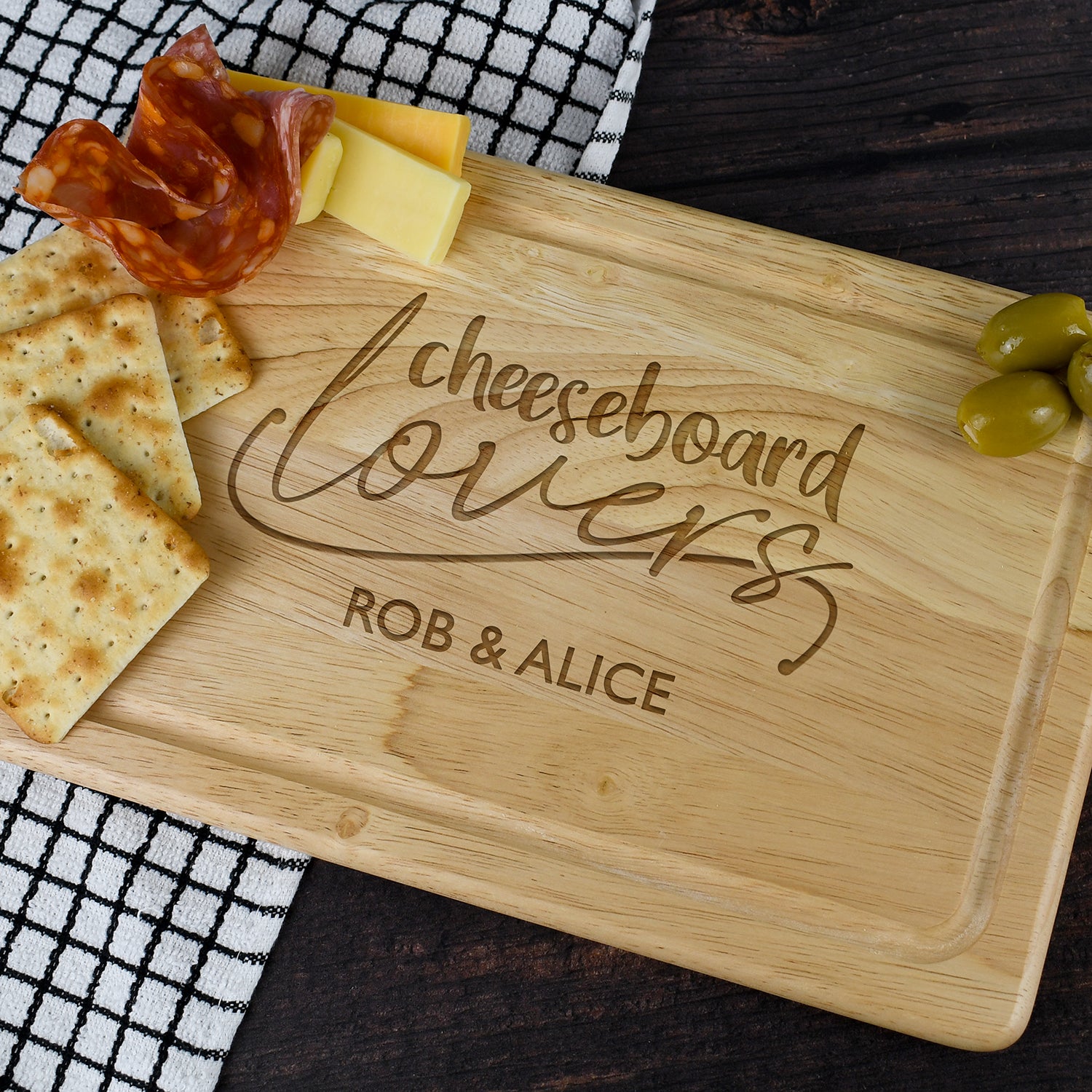 Personalised Cheese Board Lovers Rectangle Wooden Chopping Board