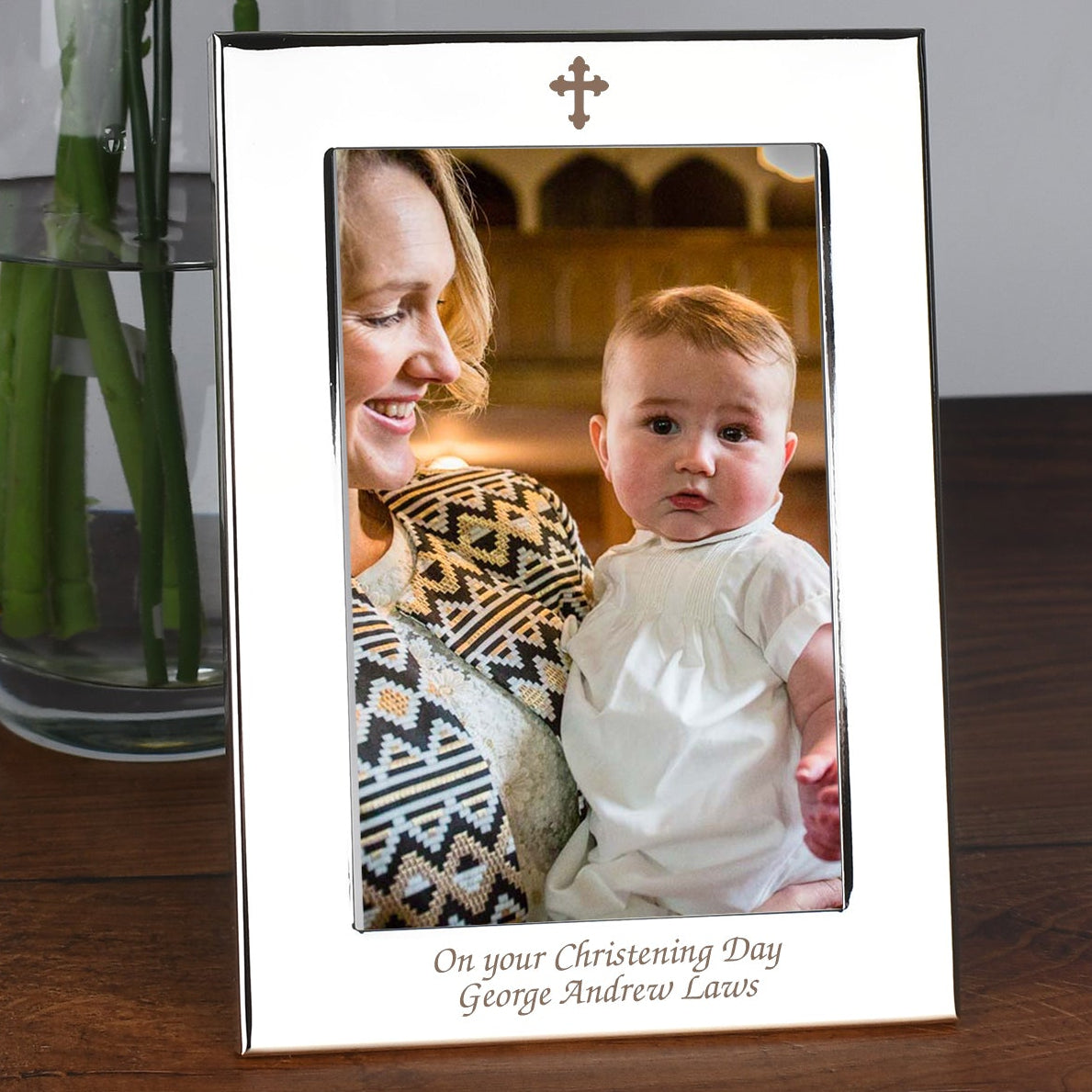 Personalised Silver 4x6 Cross Photo Frame - Photo Frames