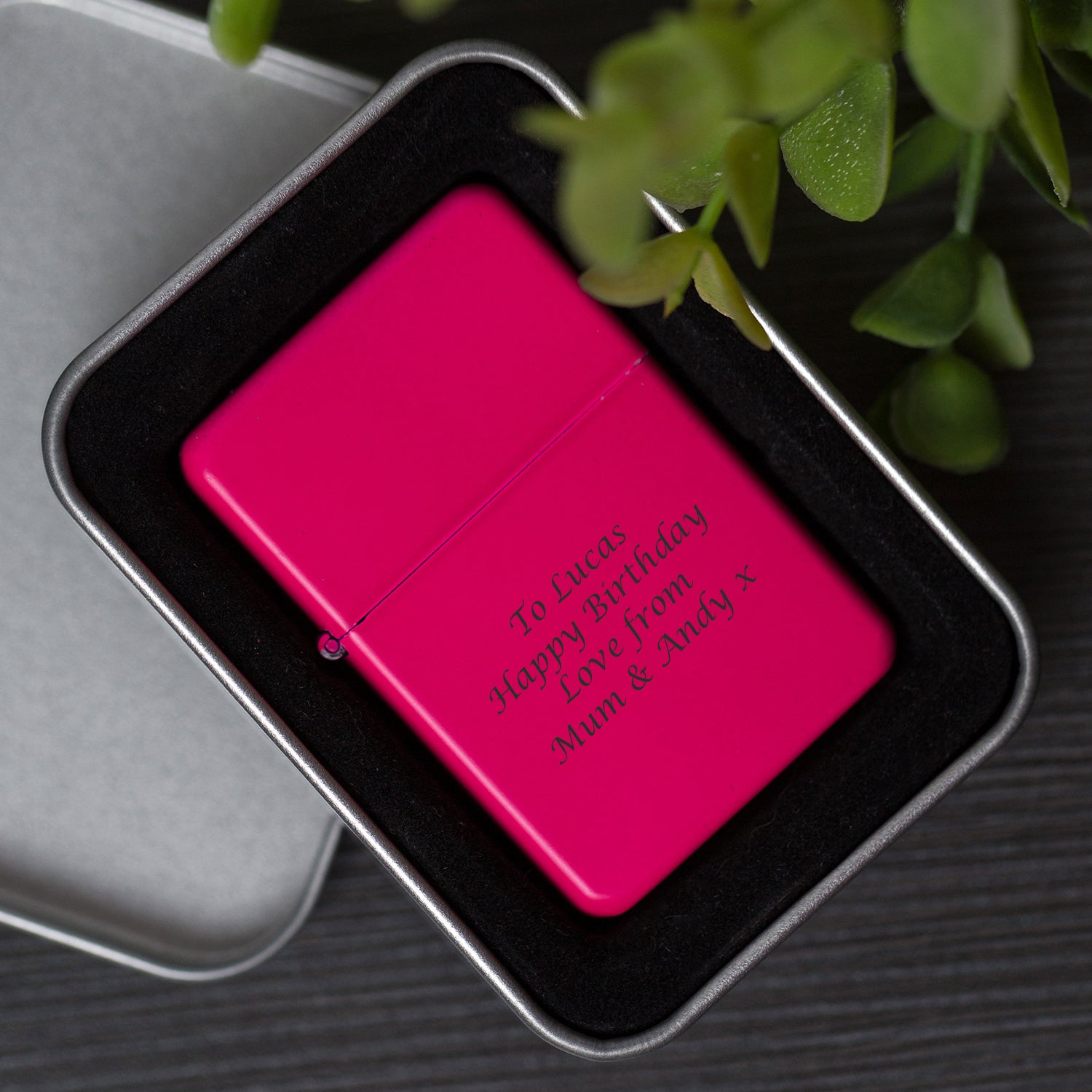 Personalised Message Neon Pink Lighter & Gift Box - Lighters