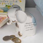 Personalised Message Silver Elephant Money Box - Money Boxes