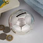 Personalised Silver Football Money Box | Engraved Message - Money Boxes