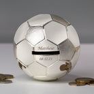 Personalised Silver Football Money Box | Engraved Message - Money Boxes