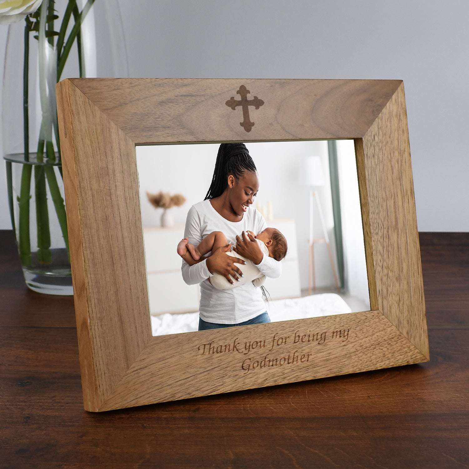 Personalised Wooden 7x5 Landscape Thank You For Being My Godmother Frame - Photo Frames