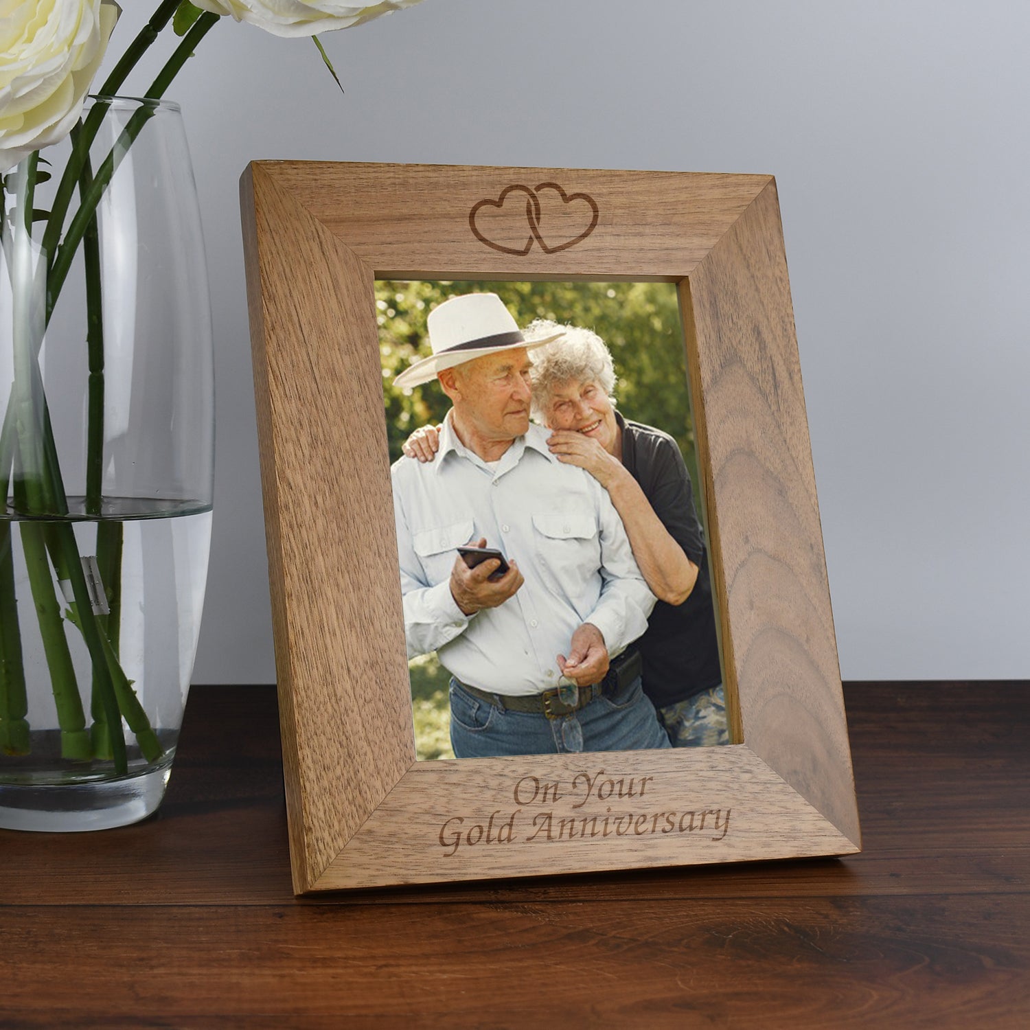 Personalised Wooden 5x7 On Your Gold Anniversary Frame - Photo Frames