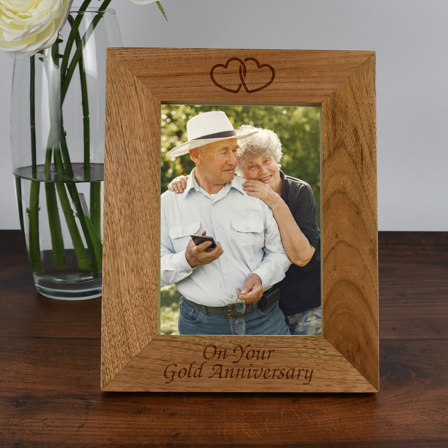 Personalised Wooden 5x7 On Your Gold Anniversary Frame - Photo Frames