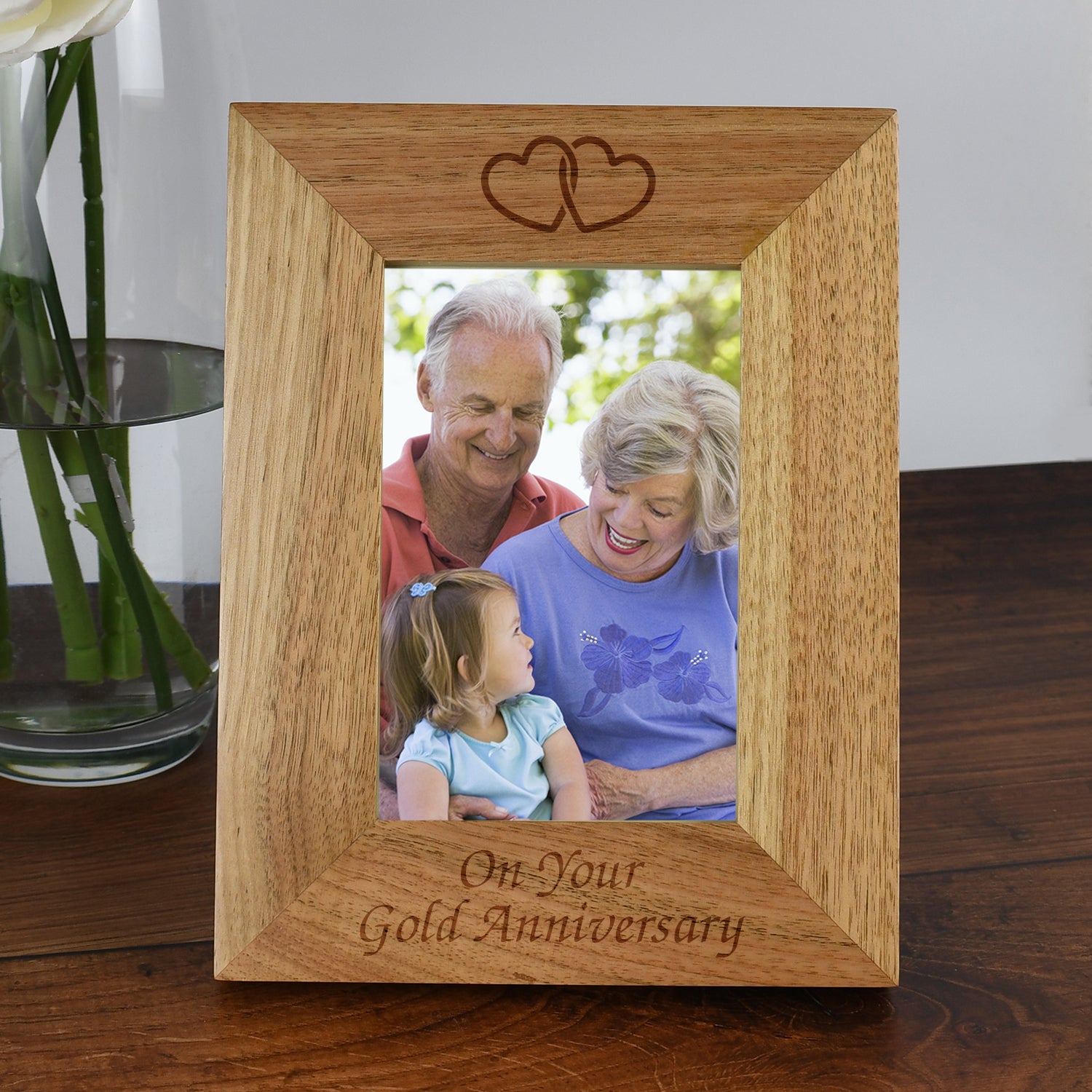 Personalised Wooden 4x6 On Your Gold Anniversary Frame - Photo Frames
