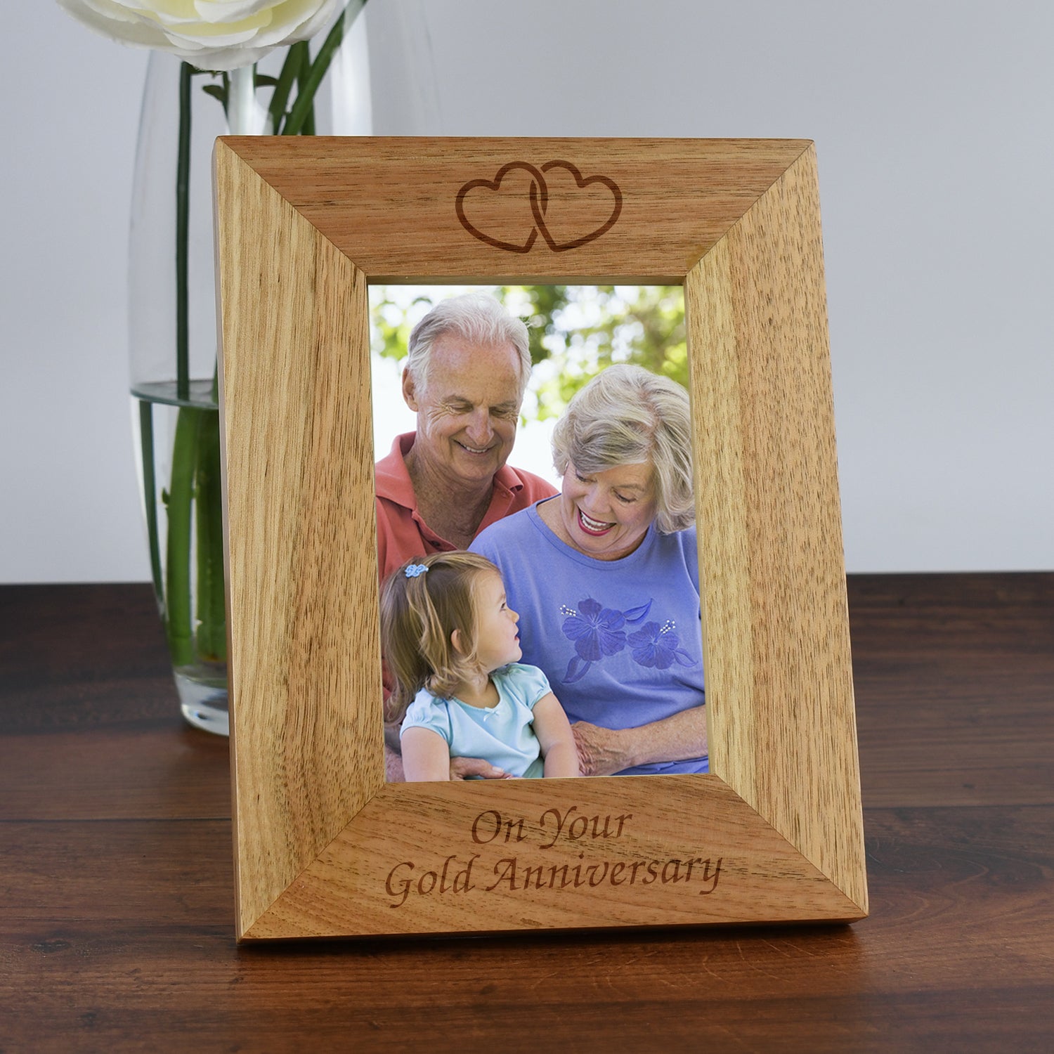 Personalised Wooden 4x6 On Your Gold Anniversary Frame - Photo Frames