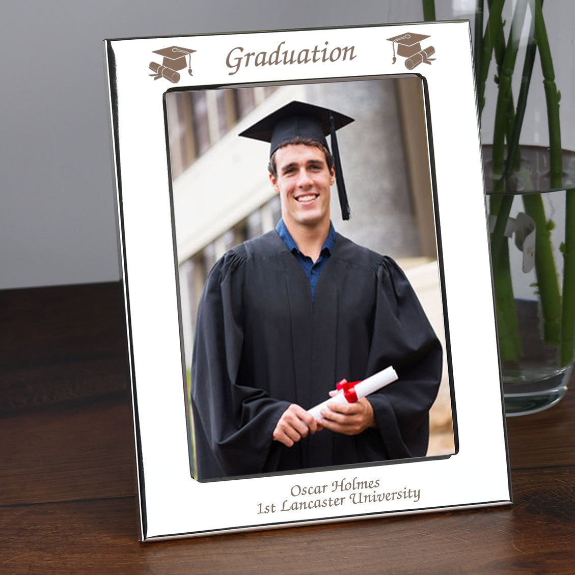 Graduation Silver Frame Personalised Silver 5x7 Graduation Photo Frame - Spoken Gifts LTD