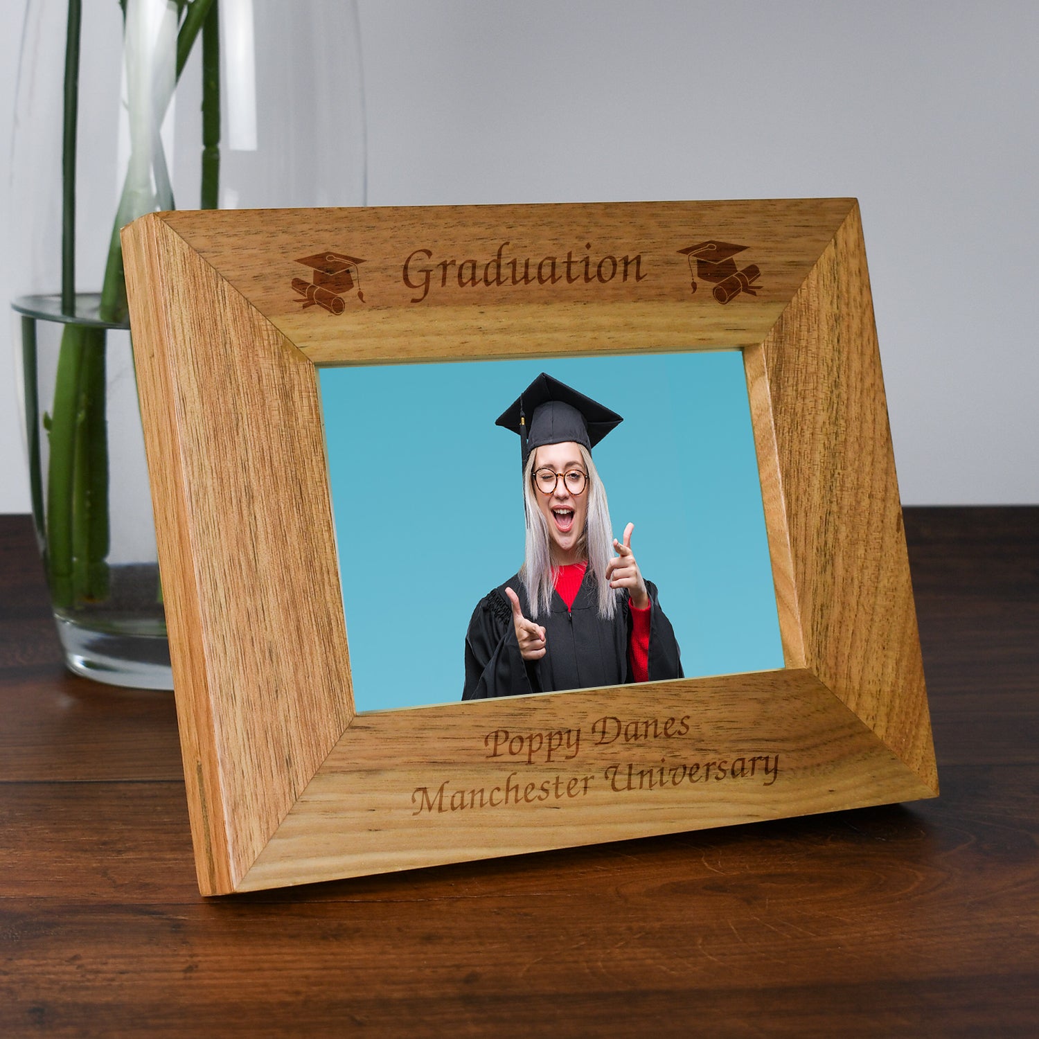 Personalised Wooden 6x4 Landscape Graduation Frame - Photo Frames