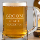 Personalised Groom Glass Pint Stern Tankard - Beer Glasses