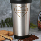 Personalised Heart Name Stainless Steel Travel Tumblers - Travel Mugs