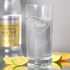 Personalised Name Heart Hi Ball Glass - Hi Ball Glass