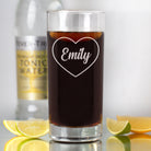 Personalised Name Heart Hi Ball Glass - Hi Ball Glass