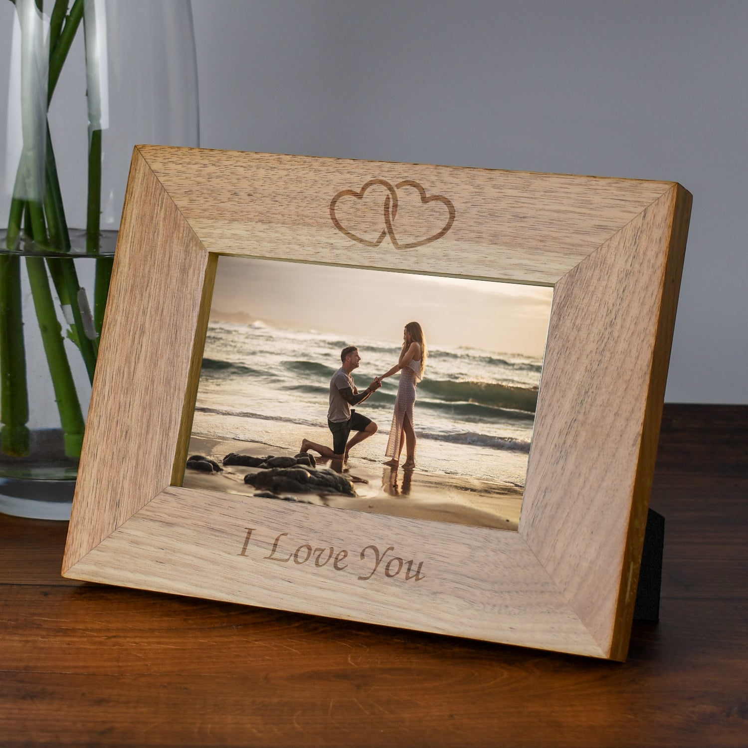 Engraved Wooden 6x4 Landscape I Love You Frame - Photo Frames