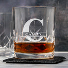 Personalised Initial & Name Crystal Panel Glass Tumbler - Glass Tumblers