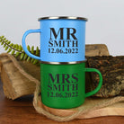 Personalised Mr & Mrs Enamel Camping Mug Set - Mugs