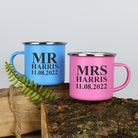 Personalised Mr & Mrs Enamel Camping Mug Set - Mugs